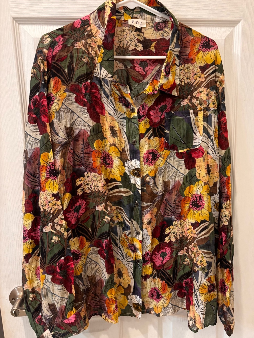 POL Floral Button-Up Shirt - Multicolor Overs